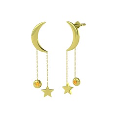 Ay Yıldız Taşlı Küpe - Sitrin 18 ayar altın küpe #xa4kvq