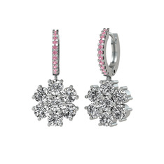 Sallantılı Maeve Küpe - Swarovski ve pembe kuvars 925 ayar gümüş küpe #1swaelq