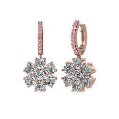 Sallantılı Maeve Küpe - Swarovski ve pembe kuvars 14 ayar rose altın küpe #1ylt34n