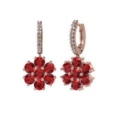 Garnet ve swarovski 925 ayar rose altın kaplama gümüş küpe