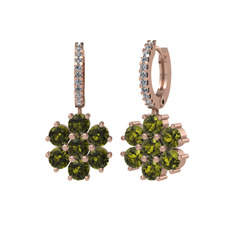 Peridot ve swarovski 925 ayar rose altın kaplama gümüş küpe