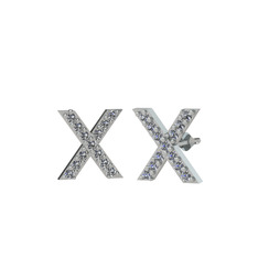 Taşlı X Küpe - Pırlanta 14 ayar beyaz altın küpe (0.39 karat) #1h0kocv