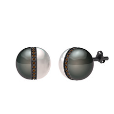Arlo İnci Küpe - Siyah inci, inci ve dumanlı kuvars 925 ayar siyah rodyum kaplama gümüş küpe #11wmc66