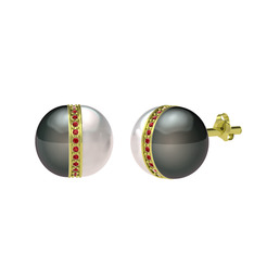 Arlo İnci Küpe - Siyah inci, inci ve garnet 925 ayar altın kaplama gümüş küpe #1ag1m5p