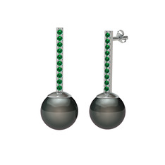 Serilda İnci Küpe - Siyah inci ve yeşil kuvars 925 ayar gümüş küpe #khi44s