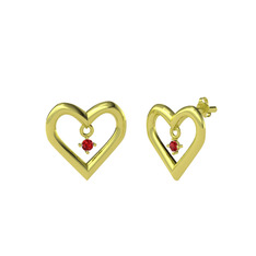 Koi Kalp Küpe - Garnet 18 ayar altın küpe #1by9vkd