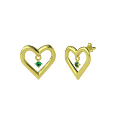 Koi Kalp Küpe - Yeşil kuvars 8 ayar altın küpe #sgsita