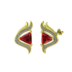 Zinnia Küpe - Garnet ve swarovski 18 ayar altın küpe #1d0ve1y