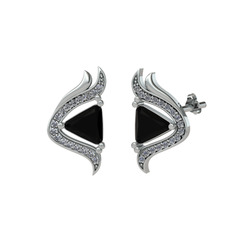 Zinnia Küpe - Siyah zirkon ve pırlanta 925 ayar gümüş küpe (0.306 karat) #1jqa67x