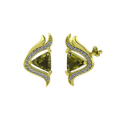 Zinnia Küpe - Peridot ve pırlanta 14 ayar altın küpe (0.306 karat) #1u2gcpl