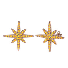 Kutup Yıldızı Küpe - Sitrin 18 ayar rose altın küpe #7il5o2