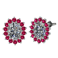 Eda Küpe - Swarovski ve rodolit garnet 14 ayar beyaz altın küpe #1qt40b