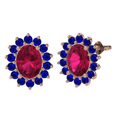 Eda Küpe - Rodolit garnet ve lab safir 18 ayar rose altın küpe #1vli1f5