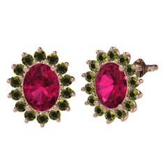 Eda Küpe - Rodolit garnet ve peridot 925 ayar rose altın kaplama gümüş küpe #n60sgo