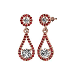 Montezuma Küpe - Swarovski ve garnet 14 ayar rose altın küpe #1a6gtzb