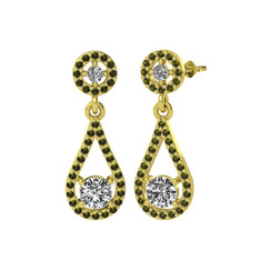 Montezuma Küpe - Swarovski ve peridot 8 ayar altın küpe #x2eyl