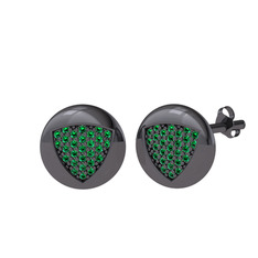 Lida Kraliyet Küpe - Yeşil kuvars 925 ayar siyah rodyum kaplama gümüş küpe #13j0sdp