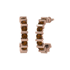 Lania Yarım Halka Küpe - Dumanlı kuvars 14 ayar rose altın küpe #177tayv