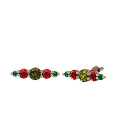 Minimal Atzi Küpe - Peridot, garnet ve yeşil kuvars 925 ayar rose altın kaplama gümüş küpe #1ciowgi