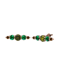 Minimal Atzi Küpe - Peridot, yeşil kuvars ve dumanlı kuvars 18 ayar rose altın küpe #1ulxhvz