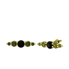 Minimal Atzi Küpe - Siyah zirkon ve peridot 925 ayar altın kaplama gümüş küpe #1wona7c