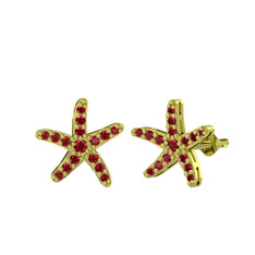 Denizyıldızı Küpe - Garnet 14 ayar altın küpe #1jjmg3z