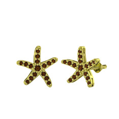 Denizyıldızı Küpe - Dumanlı kuvars 18 ayar altın küpe #1l79nfz