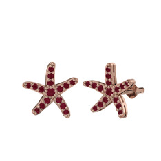 Denizyıldızı Küpe - Kök yakut 8 ayar rose altın küpe #1vx6cx