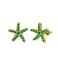 Denizyıldızı Küpe - Yeşil kuvars 14 ayar altın küpe #j1kk18