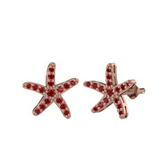 Denizyıldızı Küpe - Garnet 18 ayar rose altın küpe #nyc4h8
