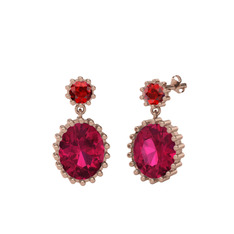 Garnet ve rodolit garnet 14 ayar rose altın küpe