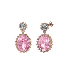 Fennel Küpe - Swarovski ve pembe kuvars 8 ayar rose altın küpe #oe2n4e