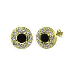 Siyah zirkon ve swarovski 8 ayar altın küpe
