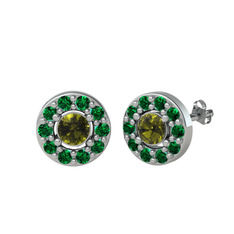 Minimal İris Küpe - Peridot ve yeşil kuvars 925 ayar gümüş küpe #evj4np