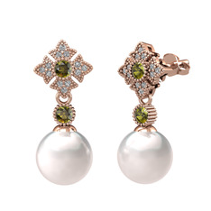 Teimei İnci Küpe - Inci, peridot ve swarovski 14 ayar rose altın küpe #hyb6zb