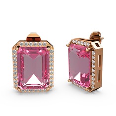 Avis Küpe - Pembe kuvars ve swarovski 18 ayar rose altın küpe #dkacyo