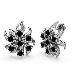 Aylena Çiçek Küpe - Siyah zirkon 925 ayar gümüş küpe #10onaxu