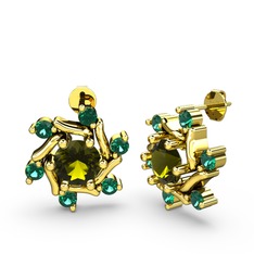 Floren Küpe - Yeşil kuvars ve peridot 18 ayar altın küpe #1xqy2qz