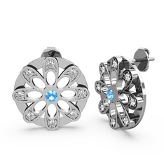 Dahlia Çiçek Küpe - Swarovski ve akuamarin 925 ayar gümüş küpe #6wbu8i