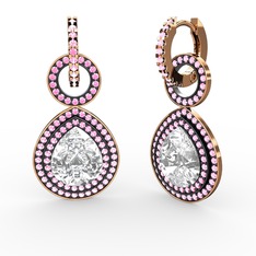 Swarovski ve pembe kuvars 925 ayar rose altın kaplama gümüş küpe