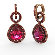 Rodolit garnet ve garnet 8 ayar rose altın küpe