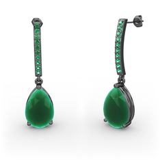 Merinda Damla Küpe - Kök zümrüt ve yeşil kuvars 925 ayar siyah rodyum kaplama gümüş küpe #11rz4tt