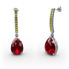 Garnet ve peridot 925 ayar gümüş küpe