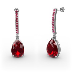 Garnet ve rodolit garnet 14 ayar beyaz altın küpe