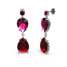 Garnet ve rodolit garnet 8 ayar beyaz altın küpe