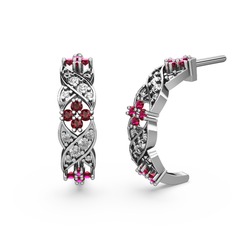 Melisa Çiçek Küpe - Swarovski ve rodolit garnet 14 ayar beyaz altın küpe #1f91b2k