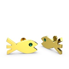 Novi Balık Küpe - Yeşil kuvars 8 ayar altın küpe #9or0ki