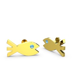 Novi Balık Küpe - Akuamarin 8 ayar altın küpe #q8dcvt