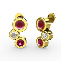 Vinda Küpe - Rodolit garnet, kök yakut ve swarovski 14 ayar altın küpe #1ajvsh3