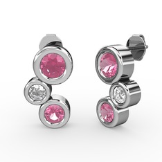 Vinda Küpe - Pembe kuvars ve swarovski 925 ayar gümüş küpe #s69j59